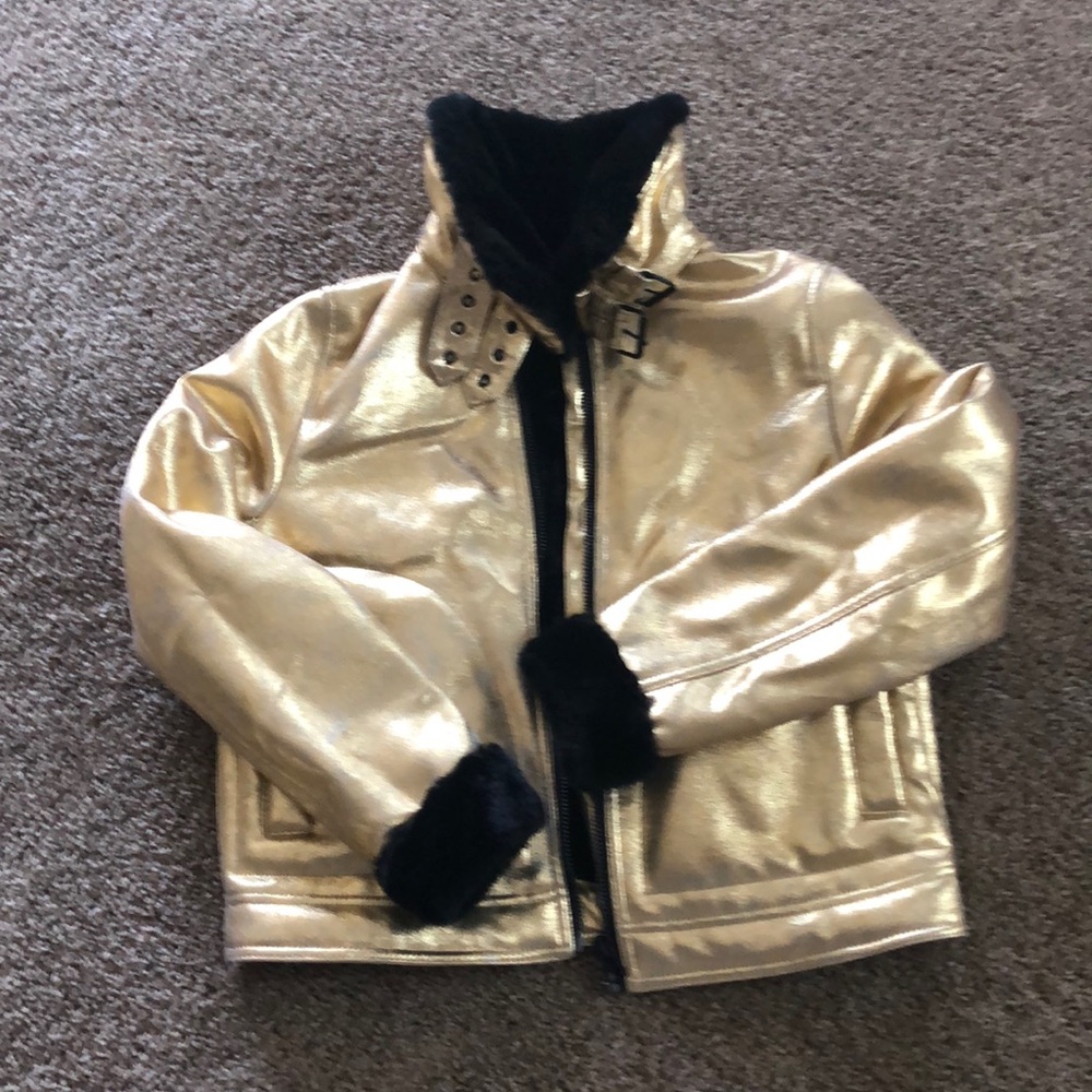 Golden type jacket , fur inside , very warm